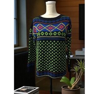 Ralph Lauren Fair Isle Aztec Southwest‎ Geometric Knit Crew Neck Sweater Size M